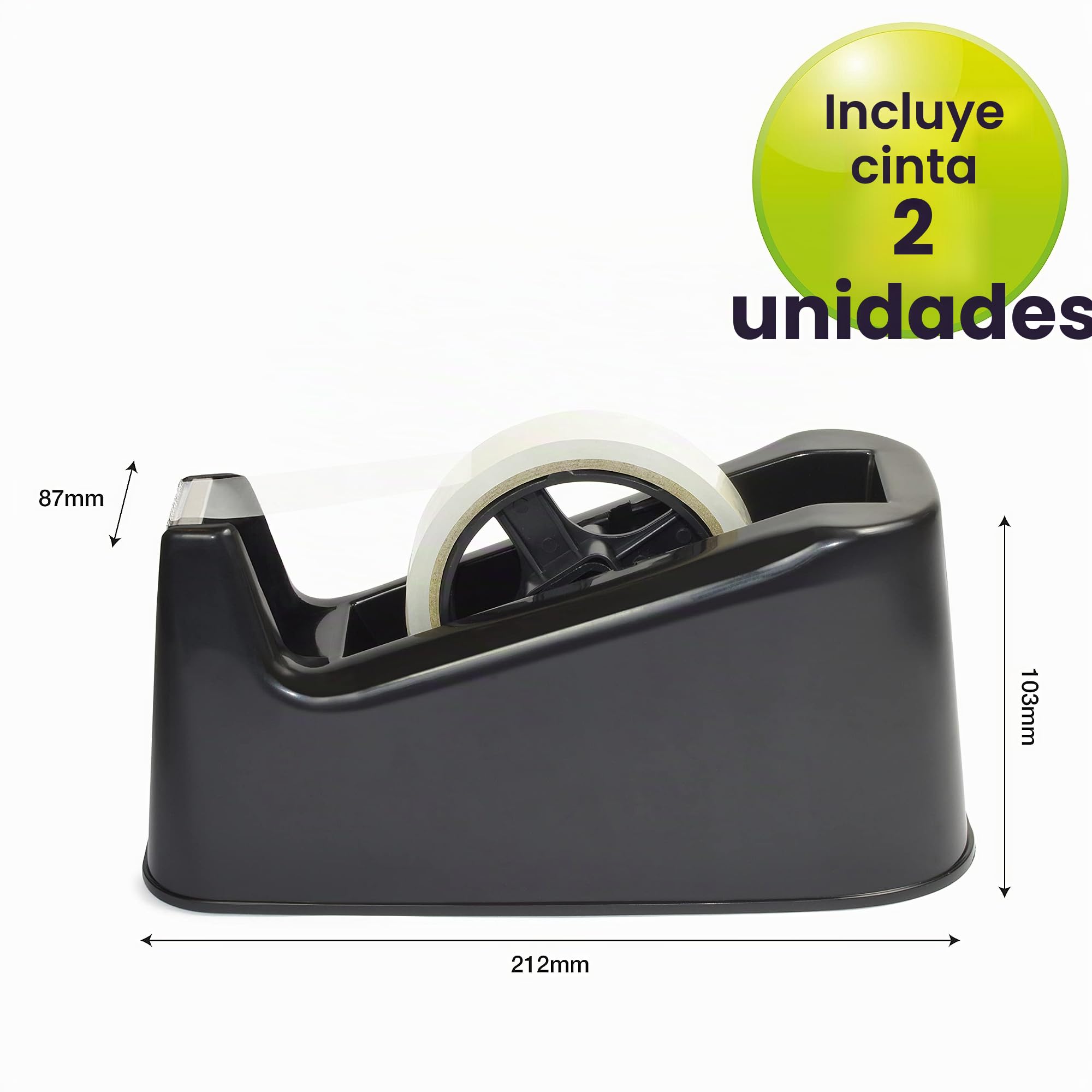 Rapesco 1540 Dispensador de Cinta Adhesiva Profesional 500 mas 2 Rollos de Cinta, Negro