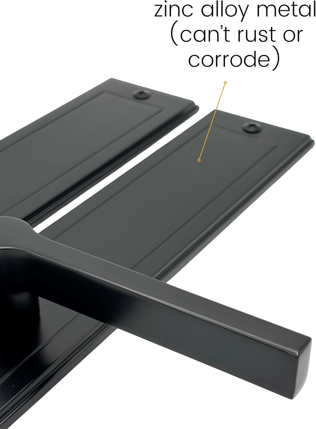 Custom Bold Garage Door Decorative Hardware - New Zinc Metal, Beautiful Lever-Handle Design - Allure Collection, Use Magnets or Screws - Matte Black (Includes 2 Handles)