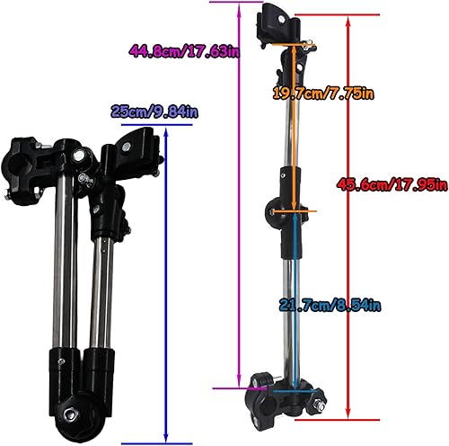 Miniatura 2 de Soporte de montaje para paraguas, soporte ajustable de 180 para cochecito, diámetro del orificio de 0.3-0.5 in, abrazadera para paraguas de