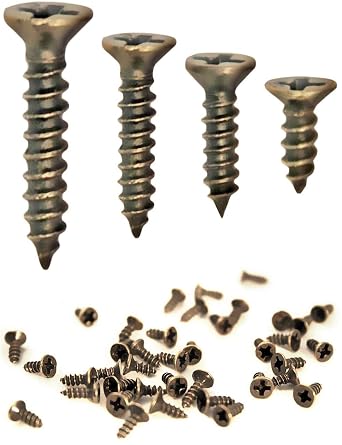 Fuxxer  - 100 x antique wood screws, brass bronze antique look, cross slot, cross screws, countersunk head, self-cutting, set of 100 3 x 12 mm