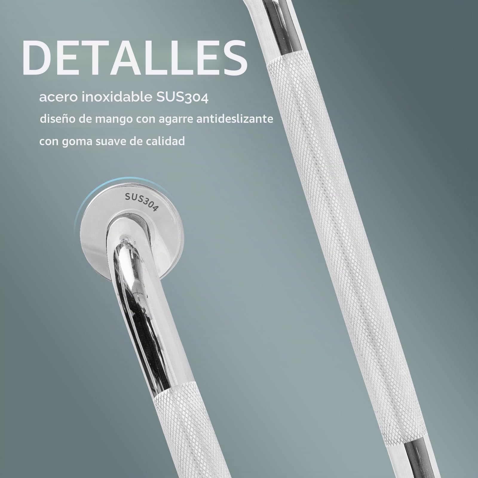 sunzone Barras de Apoyo Baño,Antideslizante para Ancianos,80cm,2 Piezas | Barra de Seguridad para Baño,Acero Inoxidable SUS 304,Para Ducha, Bañera, Inodoro,Barra de Agarre para Discapacitados