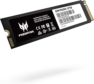 Acer Predator GM7000 2TB NVMe Gaming SSD - M.2 2280 PCIe Gen4 (16 Gb/s) x 4, 3D TLC NAND PC Internal Solid State Hard Drive with DDR4 DRAM Cache Up to 7400 MB/s - BL.9BWWR.106