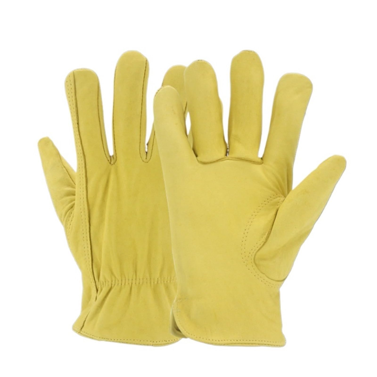Generico Guanti da lavoro in pelle di pecora, guida giardino trasporto | 1 paio di guanti in pelle con polso elastico, rinforzo su palmo e giunture delle dita, S M L XL