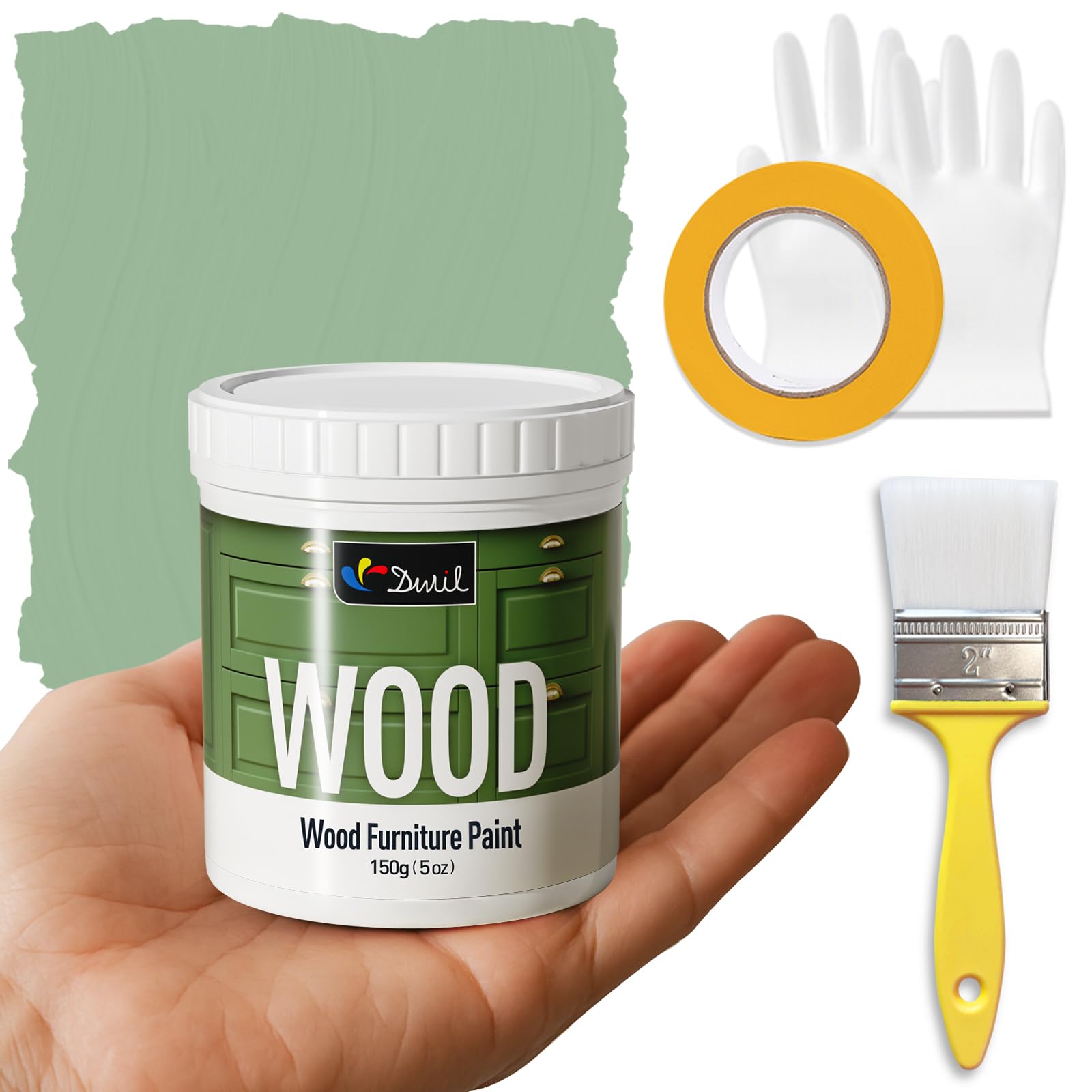 DWIL Matte Finish Furniture Paint - 5 Oz Wood Paint for Cabinets, Doors, Tables, and Dressers Refinishing - Water-Based, Non-Toxic & Odorless, Easy to