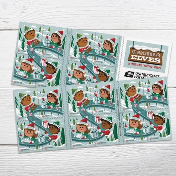 Holiday Elves (Booklet of 20) Christmas Celebrations First-Class Mail Forever Postage Stamps Scott #5722-5725