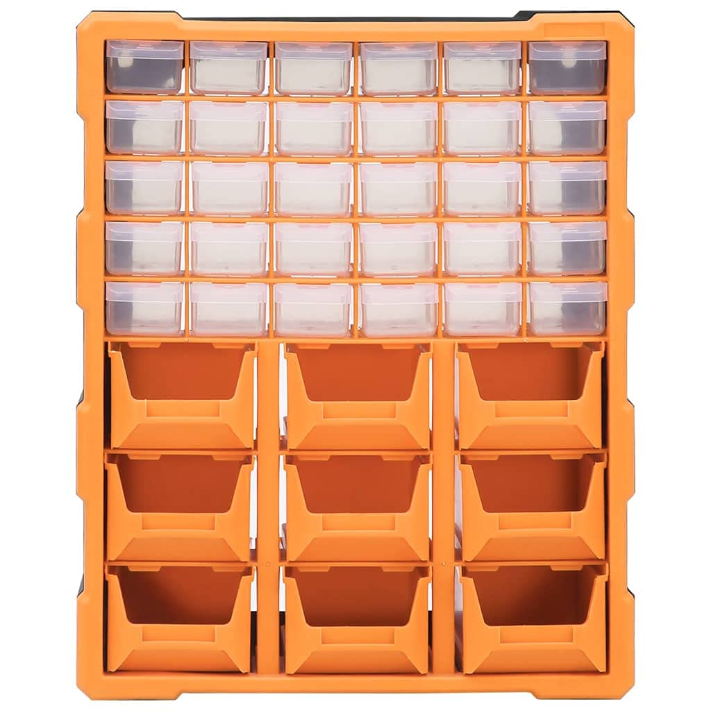 Wielofunkcyjny organizer do szuflad z 39 szufladami, tworzywo sztuczne PP, 38 x 16 x 47 cm, kieszeń na małe części, skrzynka narzędziowa, do przechowywania narzędzi, warsztatu, garażu