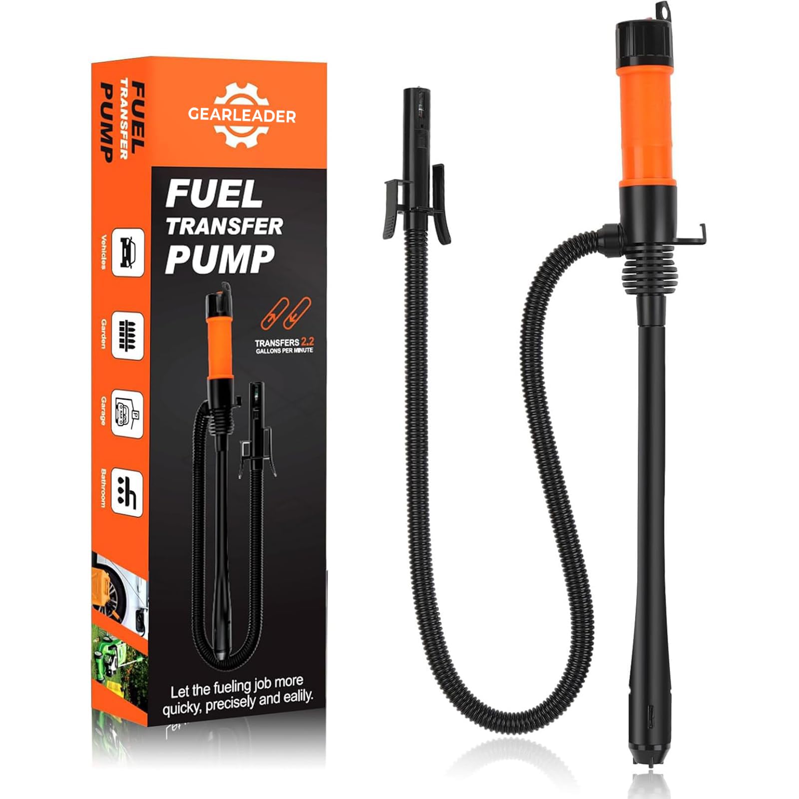 Portable Power Battery Fuel Pump with Automatic Stop Sensor, Battery Transfer Pumps Up To 2.6 Gallons,Liquid Water Fuel Transfer Pump for Gasoline Diesel Oil Automobile Mower ATV/UTV