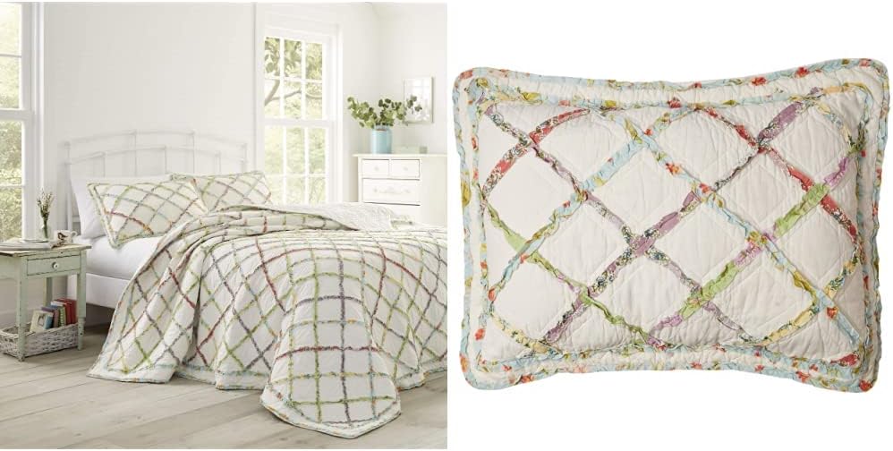Laura Ashley Home Ruffle Garden Collection Quilt and Sham Set Home & Kitchen