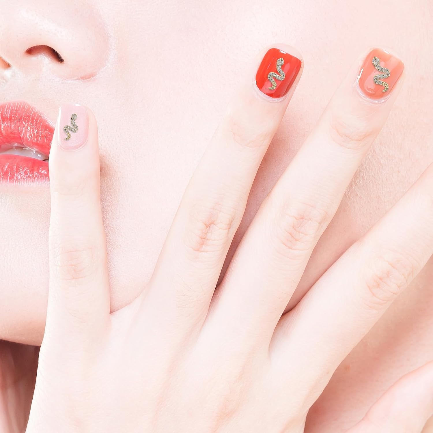 FRCOLOR Golden Snake Versatile Application Easy to Use and 5pcs Nail Art Charms Made of Alloy with Unique Gothic Design Nail Accessories for DIY Manicure and Parties