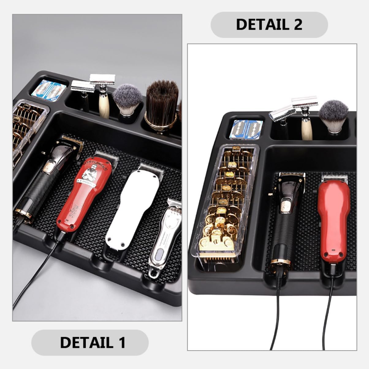 Hair Salon Clipper Organizer Tray with Non-Slip Mat Barber Tool Holder for Professional Stations Sturdy Clipper Storage for Hairdressing Tools Suitable for Barbers and Stylists