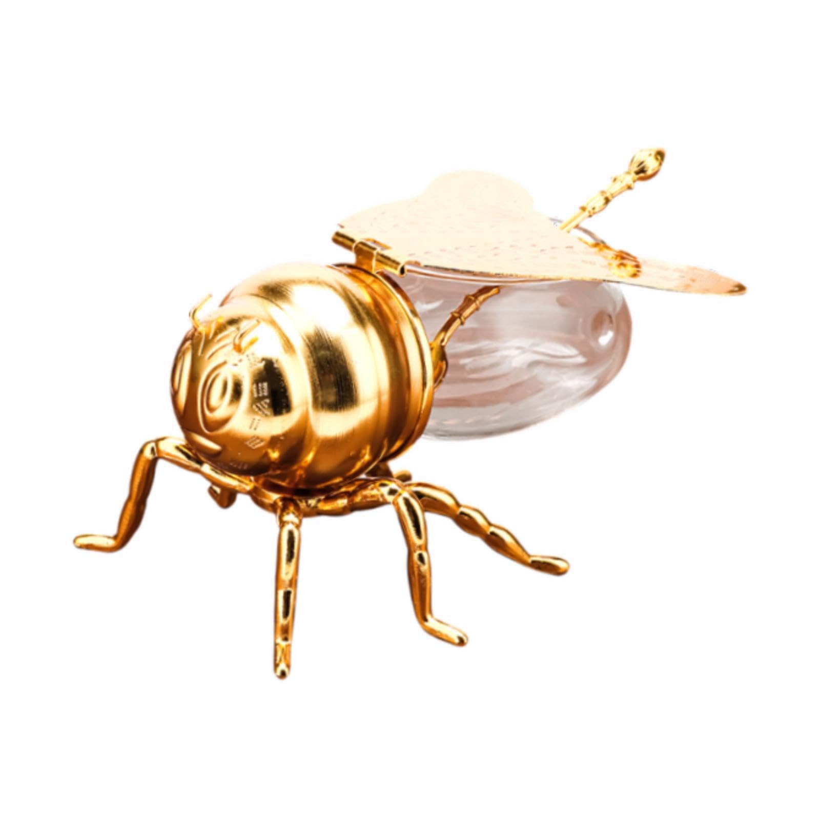 YIXANNX Amazing Bee Shaped Honey Pot Sturdy Choice For Enjoyment During Breakfast Tea Time Or Special Events VersatileWhether Breakfast Practical Honey Jar, Golden, 14x9.6x8cm