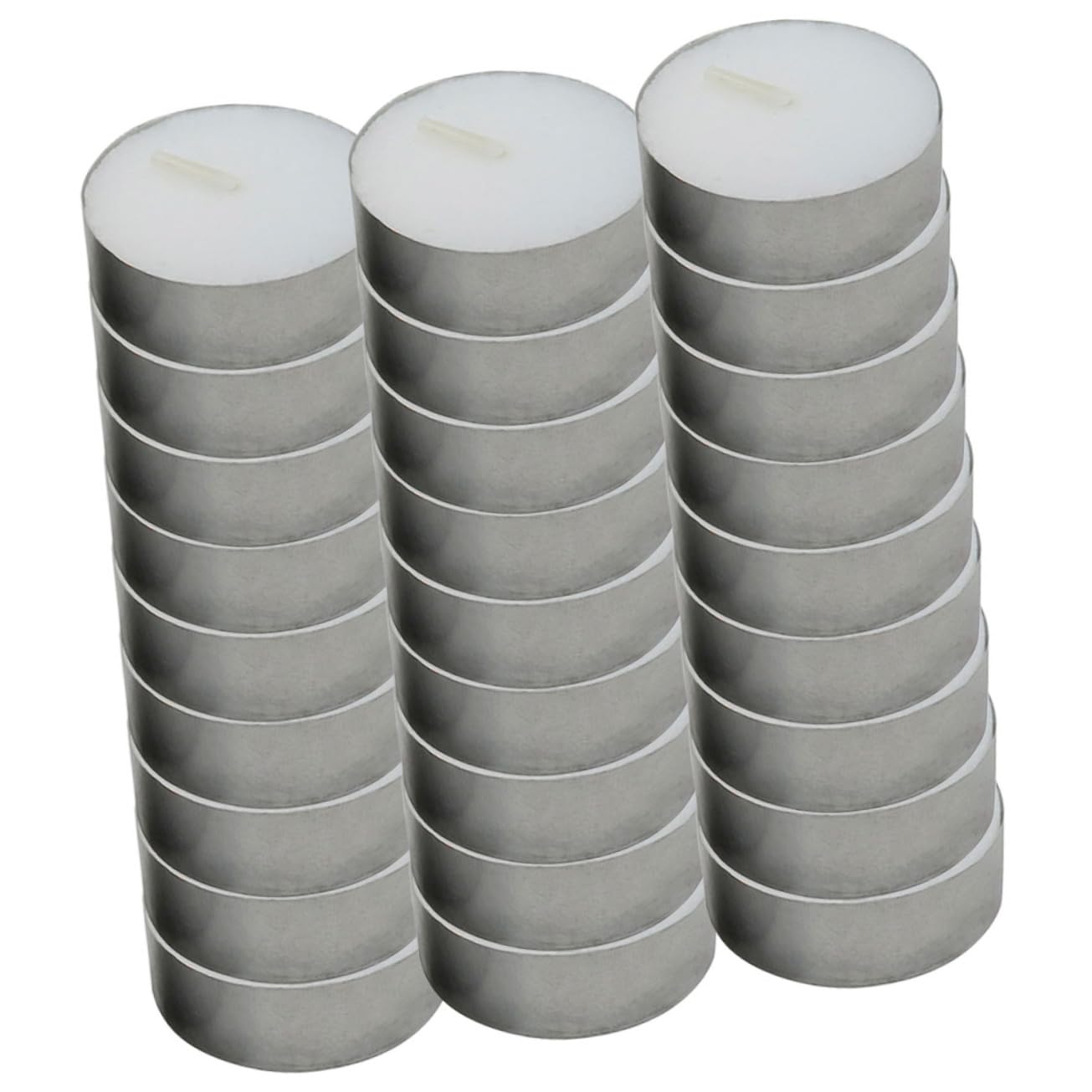 COLLBATH Candele Rotonde Bianche 100 Pezzi in Cera e Alluminio, Portatili e Antimacchia, per Atmosfera Artistica e Decorazioni Domestiche