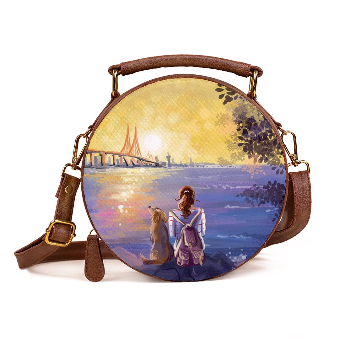 Round Sling Bag For Women, Travel Crossbody Bags For Women, Stylish Cross Sling Bags for Women| Valentine Gift For Girlfriend, Birthday Gift For Girl | Vegan Leather
