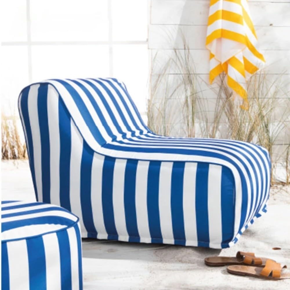 SXBCyan Funda Puff Flotante For Piscina, Sin Relleno, For Exteriores, Impermeable, Resistente A La Intemperie, For Patio Y Piscina, Flotadores Impermeables For Piscina.(Navy Blue Striped)