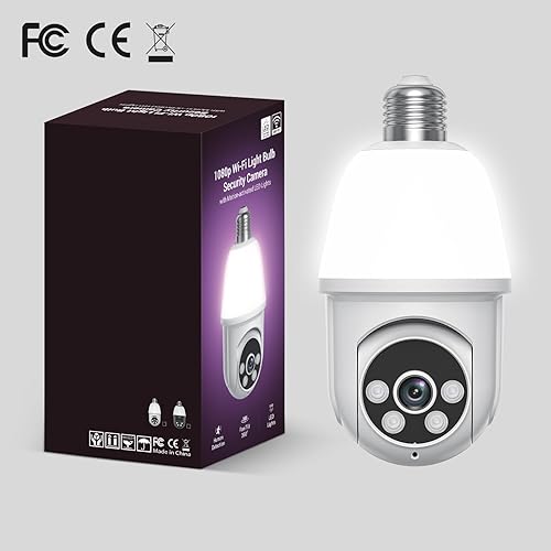 Miniatura 9 de Cámara de seguridad inalámbrica con bombilla de 360 1080p, vigilancia interiorexterior, detección humana AI, vista en vivo, audio de 2 vías, visión