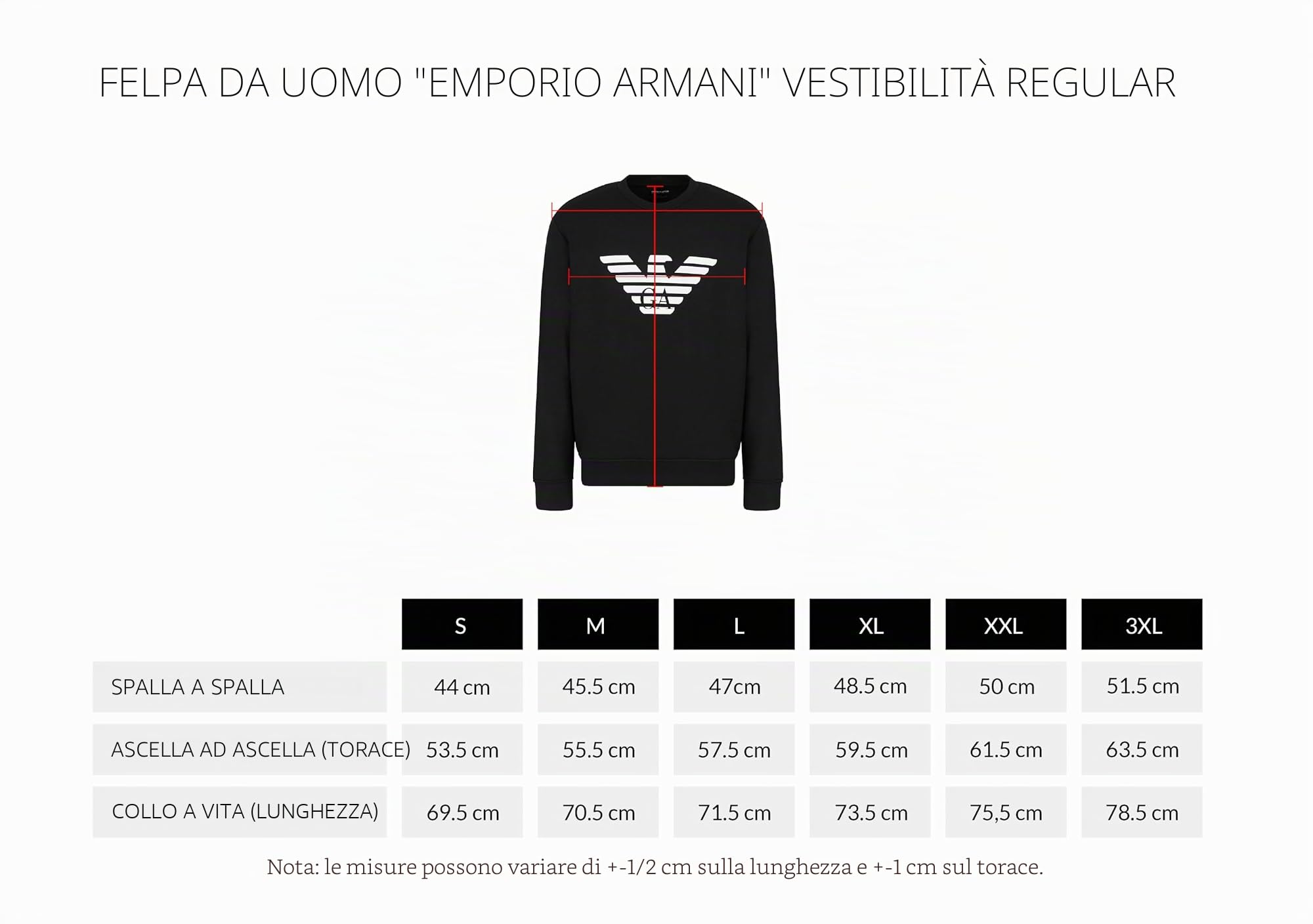 Emporio Armani Felpa Sweatshirt Uomo 111062 3R571 (Nero, S)