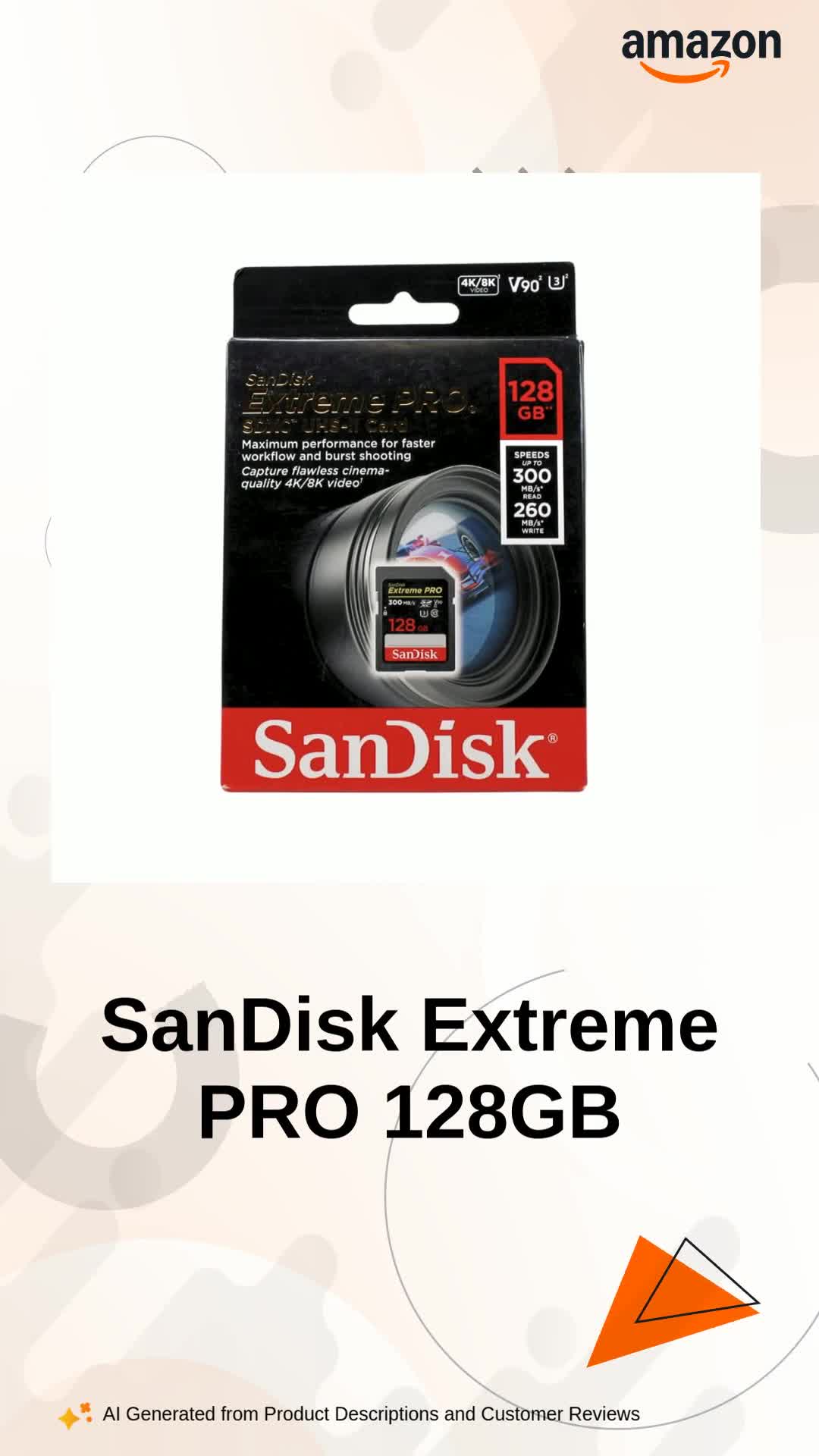 新品 SanDisk Extreme PRO 128GB 300MB/s V90 SanDisk Extreme PRO 128GB SDXC Memory Card