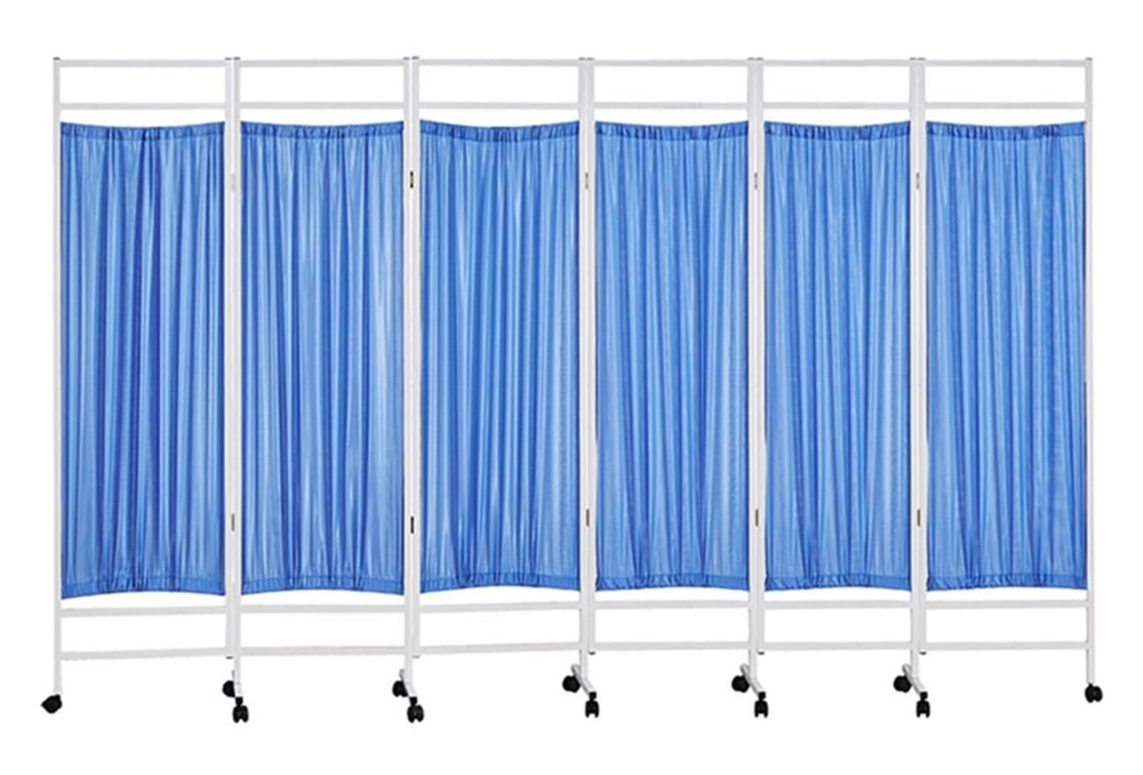 Paravent médical portable bleu séparateur de pièce mobile 6 panneaux pour salle