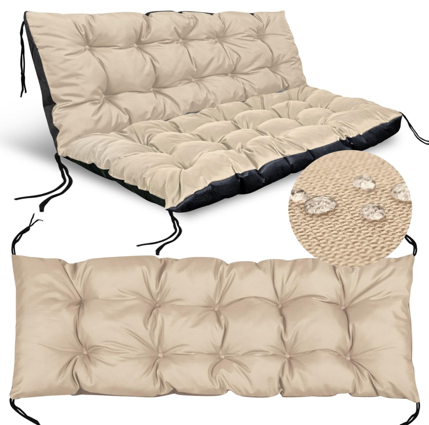 Set di cuscini per pallet 2 pezzi: cuscino per seduta 120 x 80 cm, schienale 120 x 40 cm – imbottitura morbida, facile da pulire, resistente all’acqua