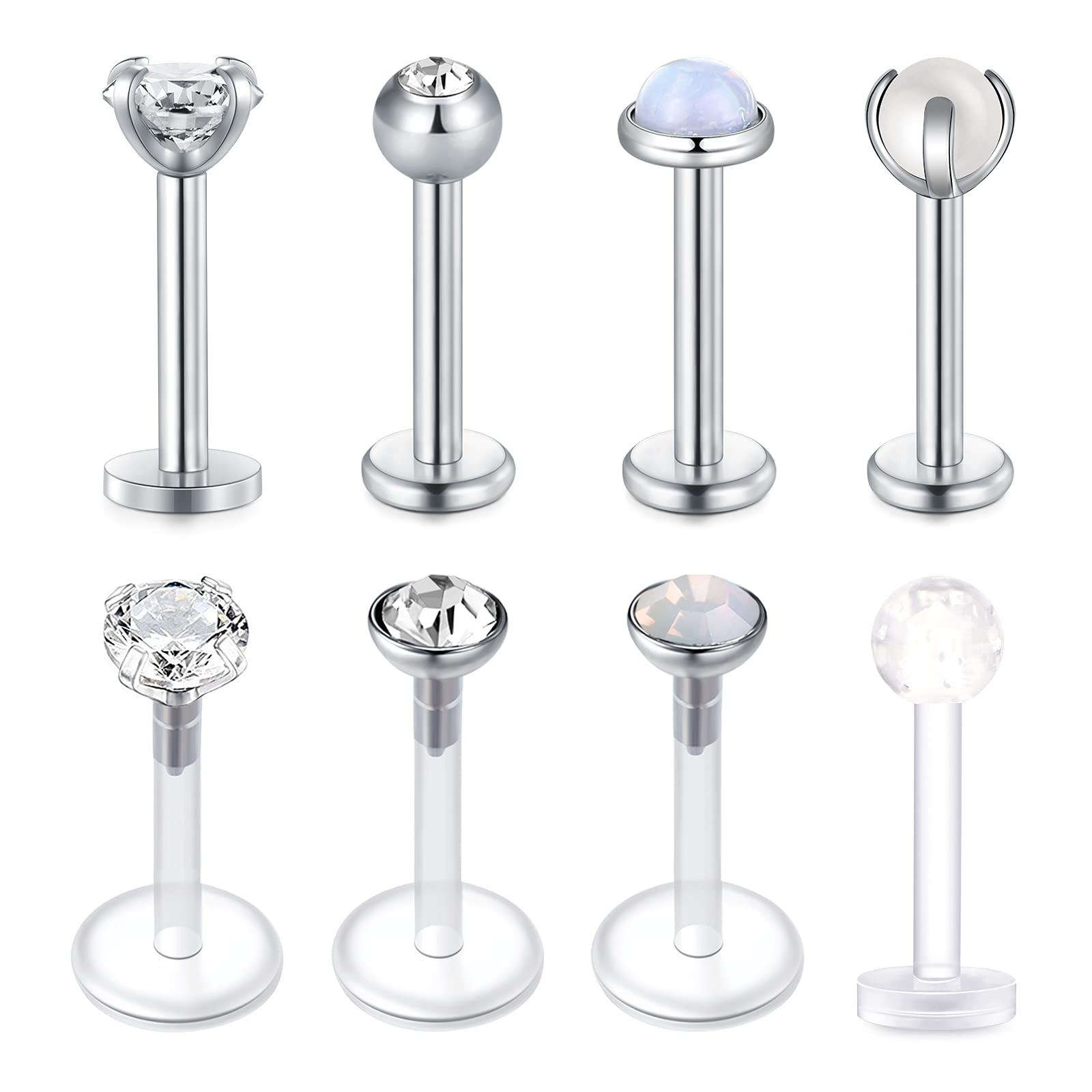 Funseedrr 8pcs Piercing Labio Labret Acero Quirurgico 6mm 8mm 16G Barra Tragus Helix Cartílago Pendiente Piercing