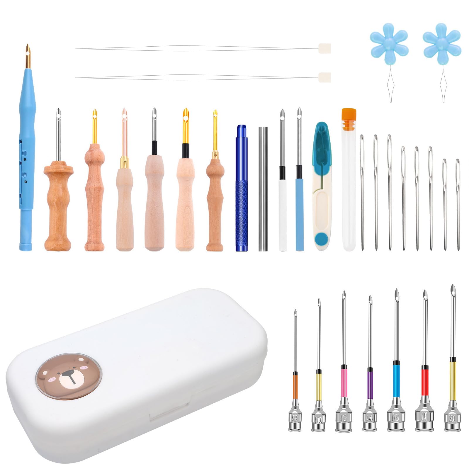 1 Set Punched Needle Set Punched Needle Tool Large Eye Sewing Embroidery Kits for Craft Project