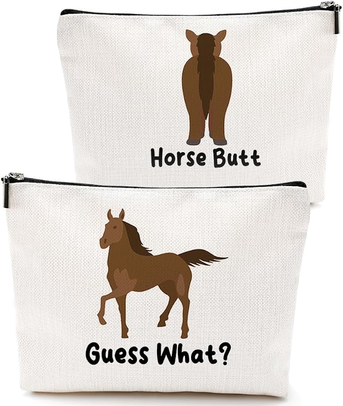 Necessaire de maquiagem VICBOU com estampa de cavalo, lona, zíper, 1 unidade