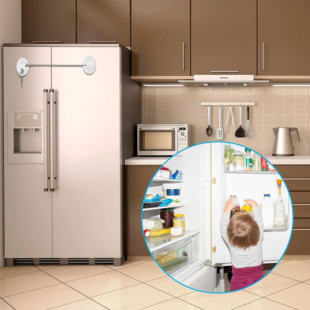 Fapiwen Child Lock for Drawers, Cabinet Lock, Safety Door Locks with Key for Cupboard,Cabinets,Fridge & Freezers,Child Security Locks,Childproof Your House,with Adhesive,Residue-Free(White),Pack of 1 - Image 7 thumbnail