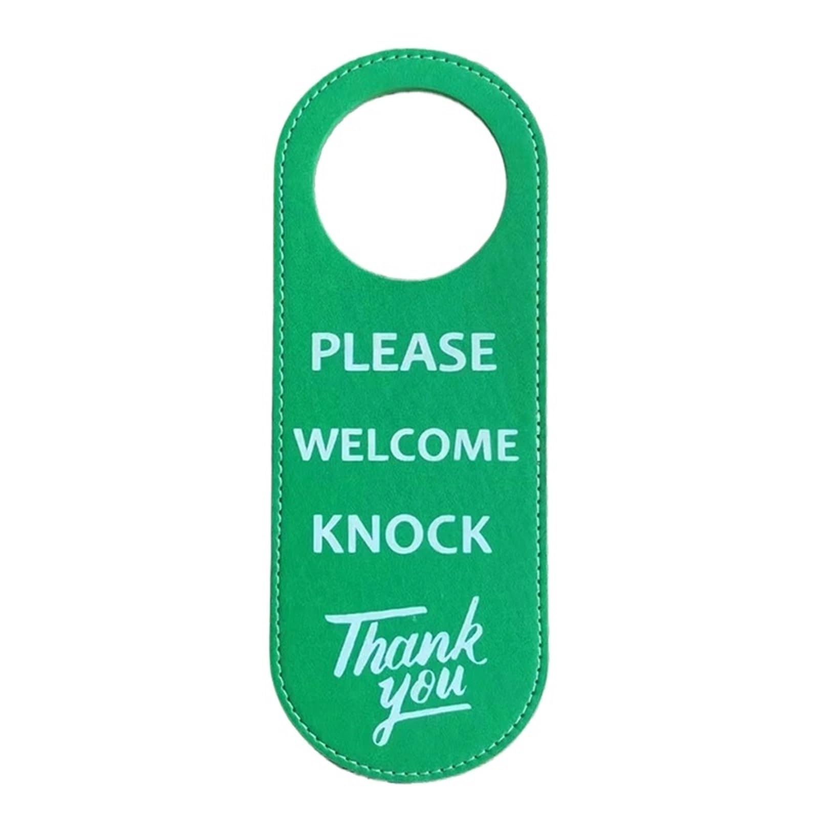 Door Handle Hanging Sign Bulletin Board PU Leather Double-sided Door Sign Room Cleaning Label Hanger Tags Do Not Disturb Signs Knobs(Green)