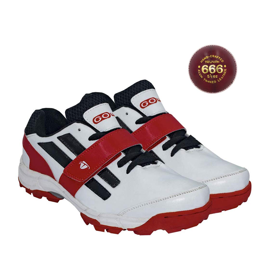 Pace White/Red Cricket Shoes Size-10 with TR-666-R Cricket Leather Ball Alum Tanned Red-image-24