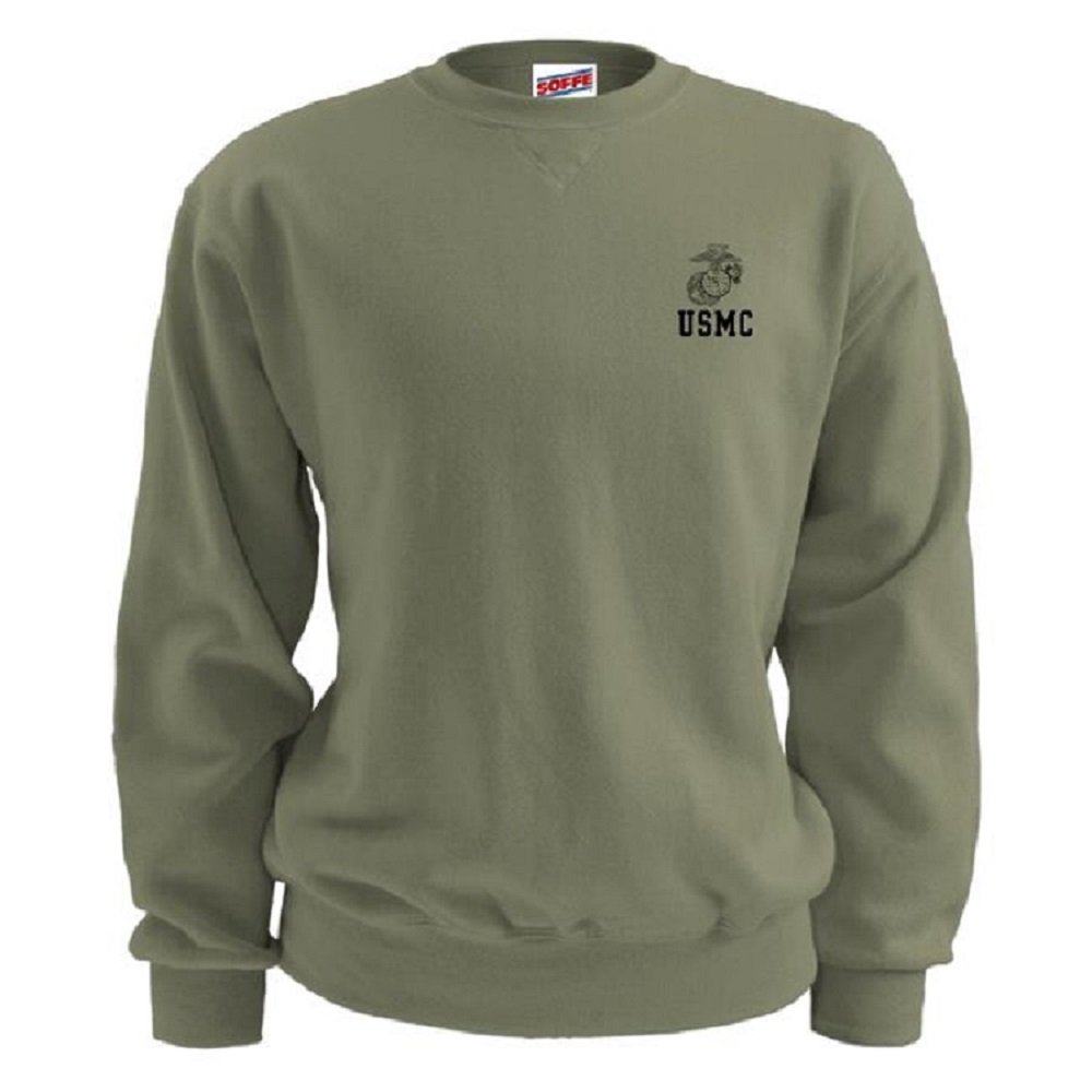SoffeUSMC Men's PT Sweatshirt Semper Fi Olive Drab With EGA (Medium)