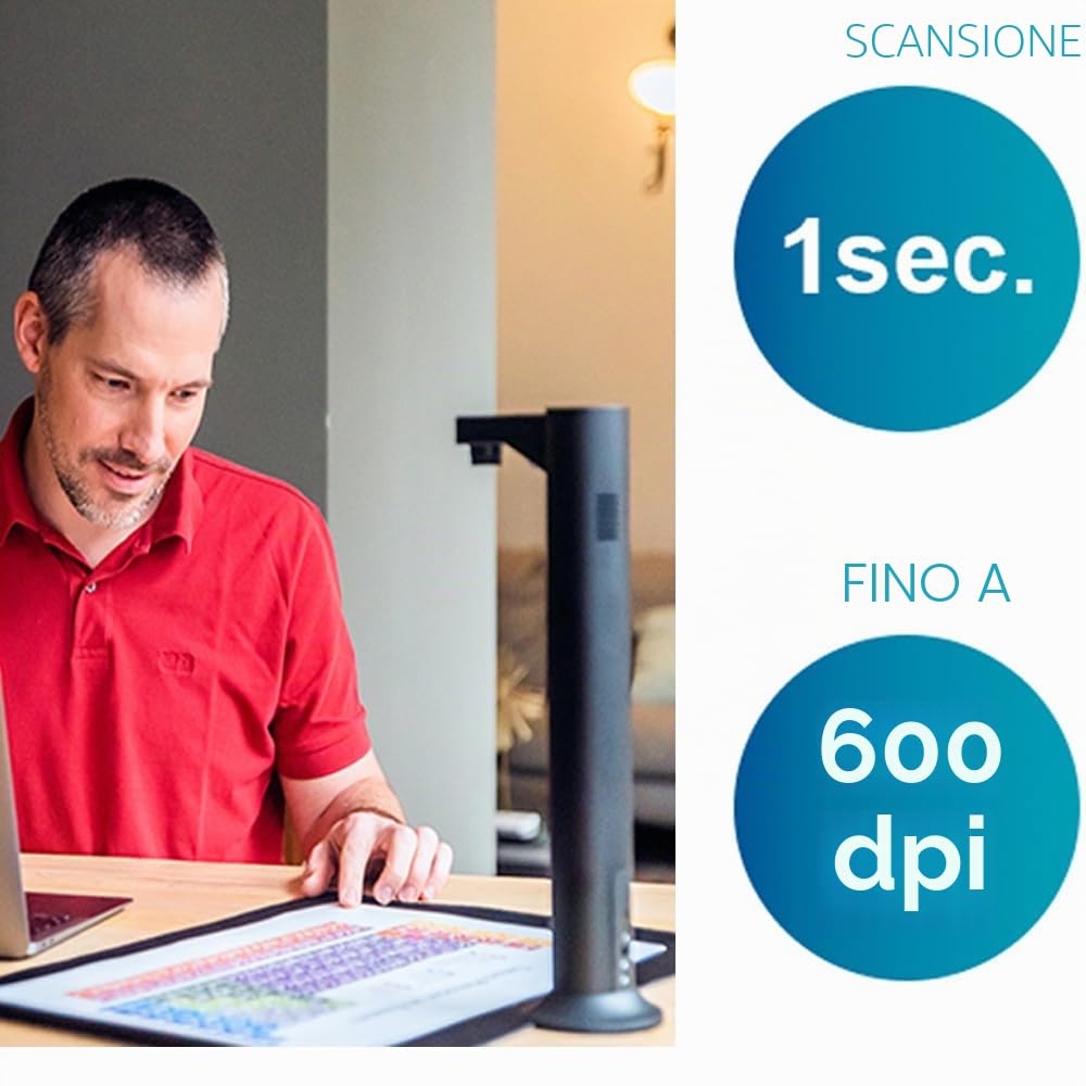 IRIScan Desk scanner portatile a3 di documenti - v7bus-24MP: editor PDF gratuito,600dpi 60PPM scanner di libro, IA appiattimento-scansione Auto- cancellazione Dite WinMac
