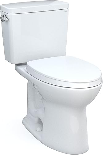TOTO Drake MS776124CEFG.10#01 - Inodoro alargado de dos piezas de altura universal TORNADO Flush con asiento de 1.6 GPF con cierre suave, listo para