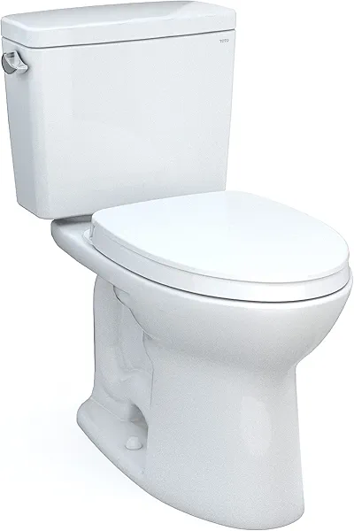 TOTO Drake Two-Piece Elongated 1.28 GPF TORNADO FLUSH Toilet with CEFIONTECT and SoftClose Seat, WASHLET+ Ready, Cotton White - MS776124CEG#01
