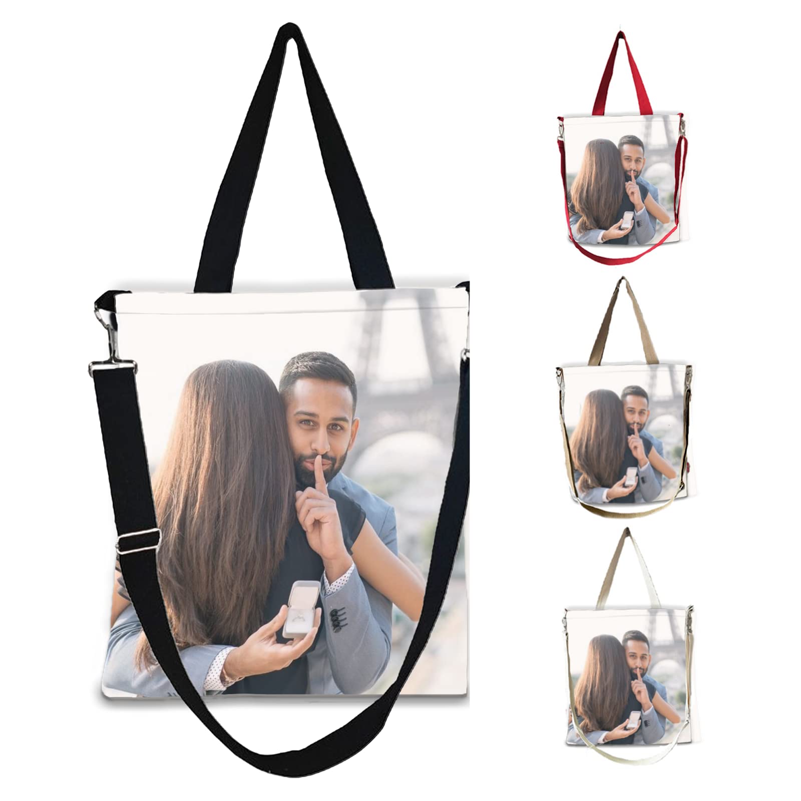 xrlsg Custom Canvas Tote Bags for Women Personalized Grocery Tote Bags with Your Photo Logo Text Reusable for Beach, Travel