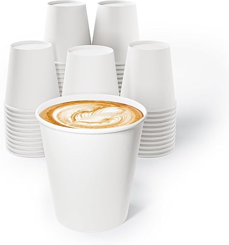 Paquete de 50 tazas de café de papel desechables 16 onzas, blancas  Tazas para beber café con chocolate caliente, té, agua fría, jugo, adecuadas