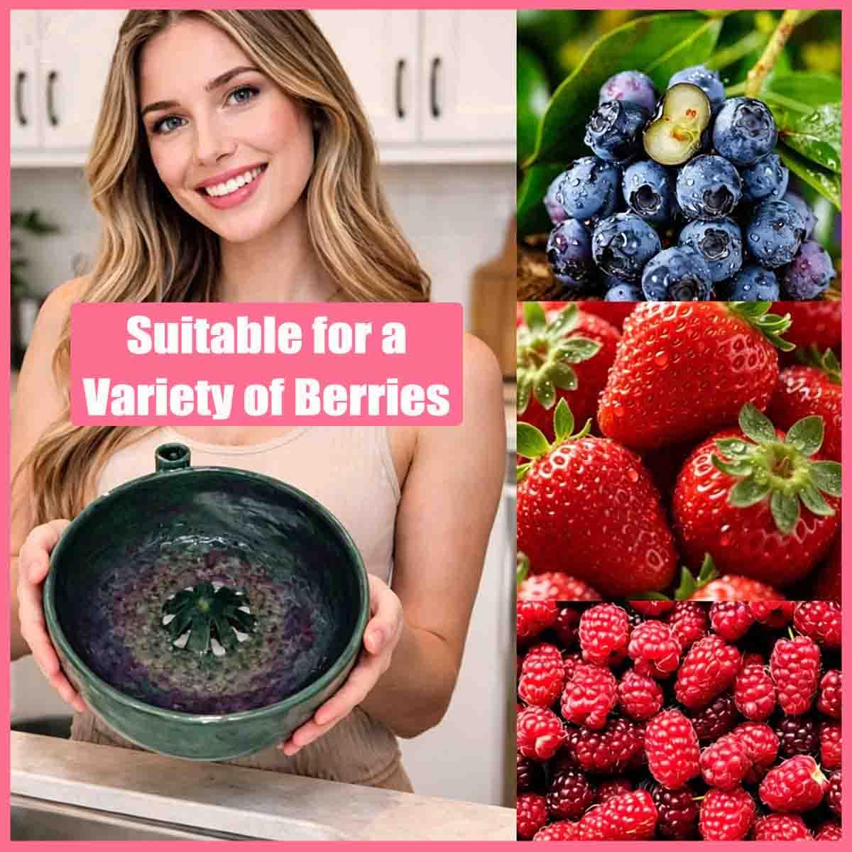 Self Spinning Berry Washing Bowl with Drain Holes,3D Printed 360 Degree Cleaning Fruit Swirl Colander Center Cone,Automatic Quick Kitchen Rinse washer for Berries Vegetables Serving (blue 2)