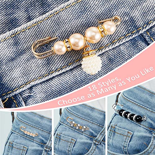 Hicarer 18 Piece Pearl Brooch Pins Women Decorative Safety Pins Clothing Shawl Clips Artificial Pearls Brooch Elegant Cardigan Collar Clips for Women Dress Skirt Sweater(Elegant Style) 5