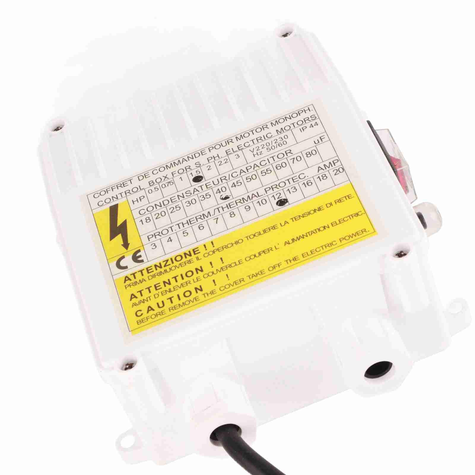 Caja de Control de Bomba, ABS, Protección Térmica, Disyuntor