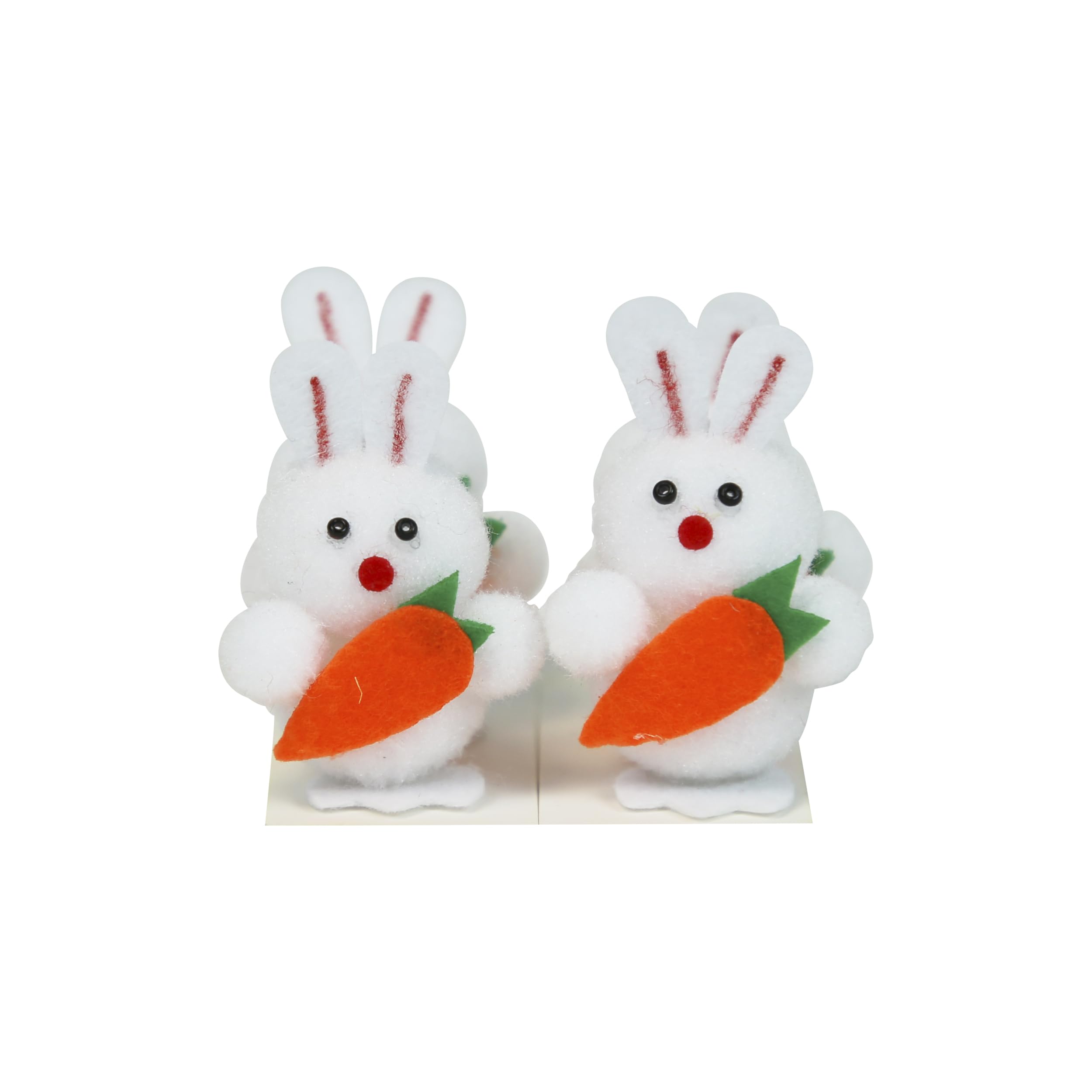 Eurowrap Multicolor Pack Of 4 Felt Easter Bunnies With Carrots – Cute White Bunny Decorations For Easter Displays, Crafts & Springtime Décor