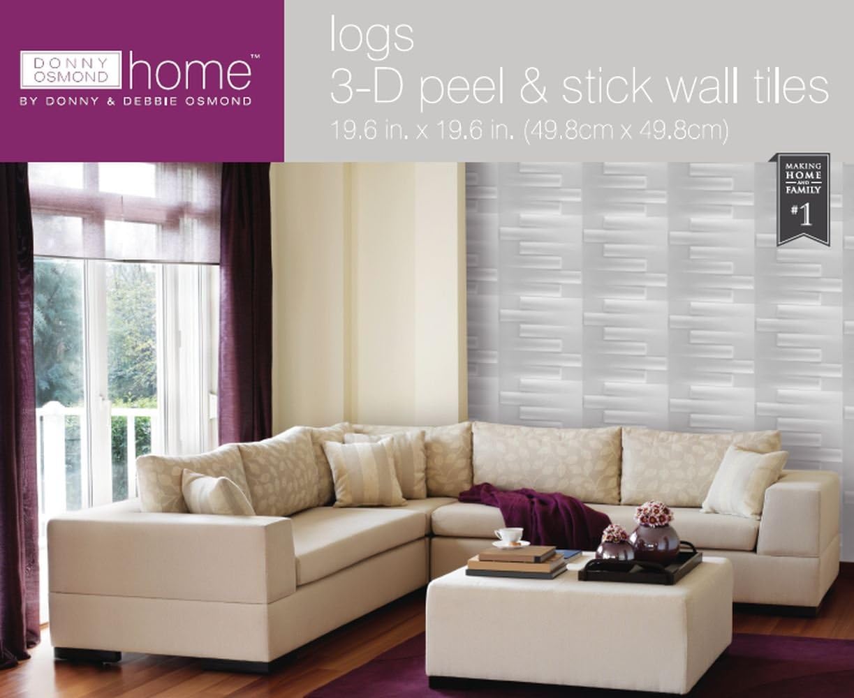 Achim Home Furnishings 3DWTLOGS06 Logs 3D Self Adhesive Wall Tiles, 10-Pack