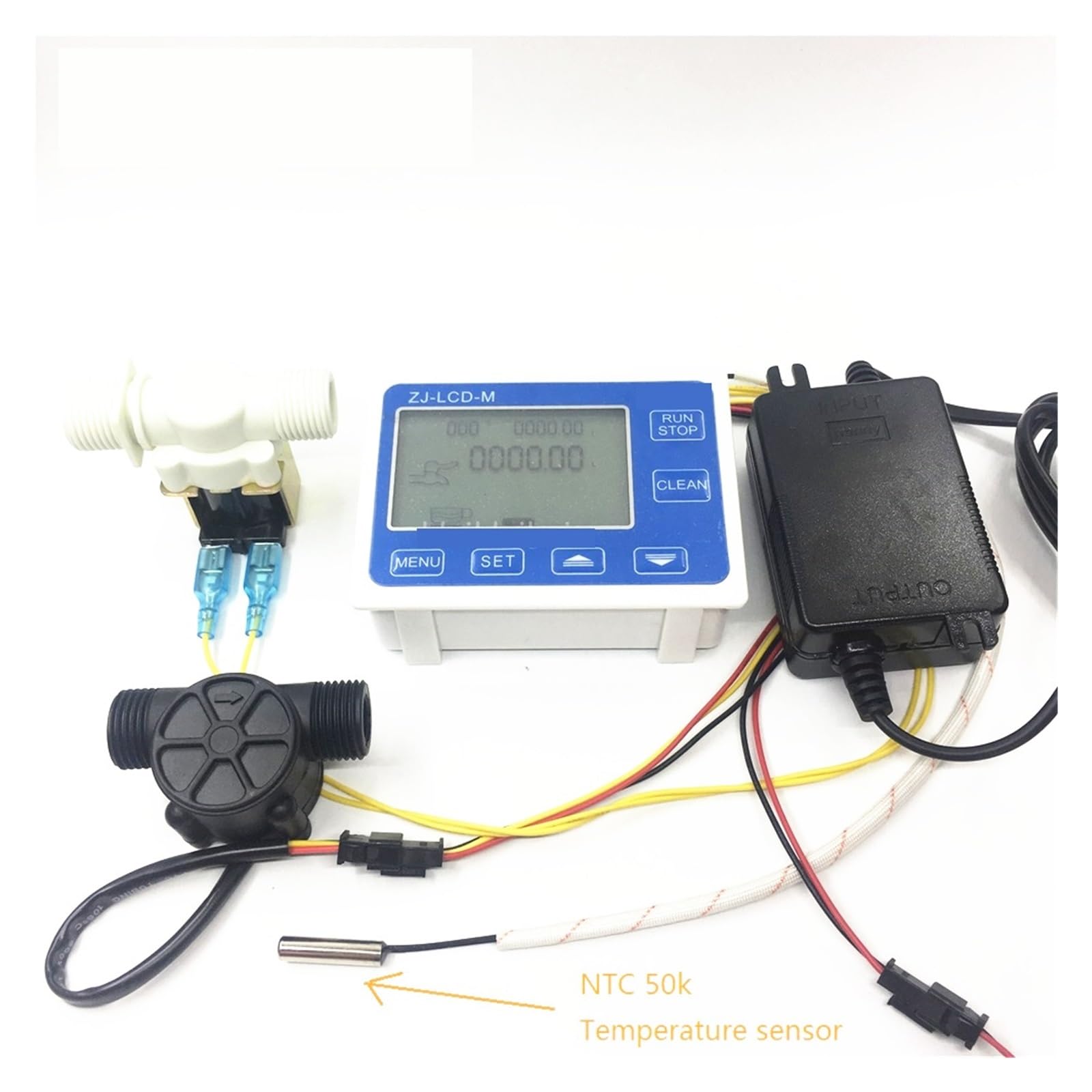 caudalímetro de líquidos, Medidor de flujo, contador de fluido, medidor de ZJ-LCD-M, Sensor de flujo de 1/2 "para Control de medición de líquido de agua cuantitativo(1 kit with NTC)