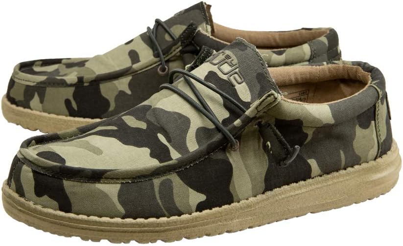 Hey Dude Men's All Wally Styles | Mens Shoes | Men's Lace Up Loafers | Comfortable & Light-Weight 8 Camo