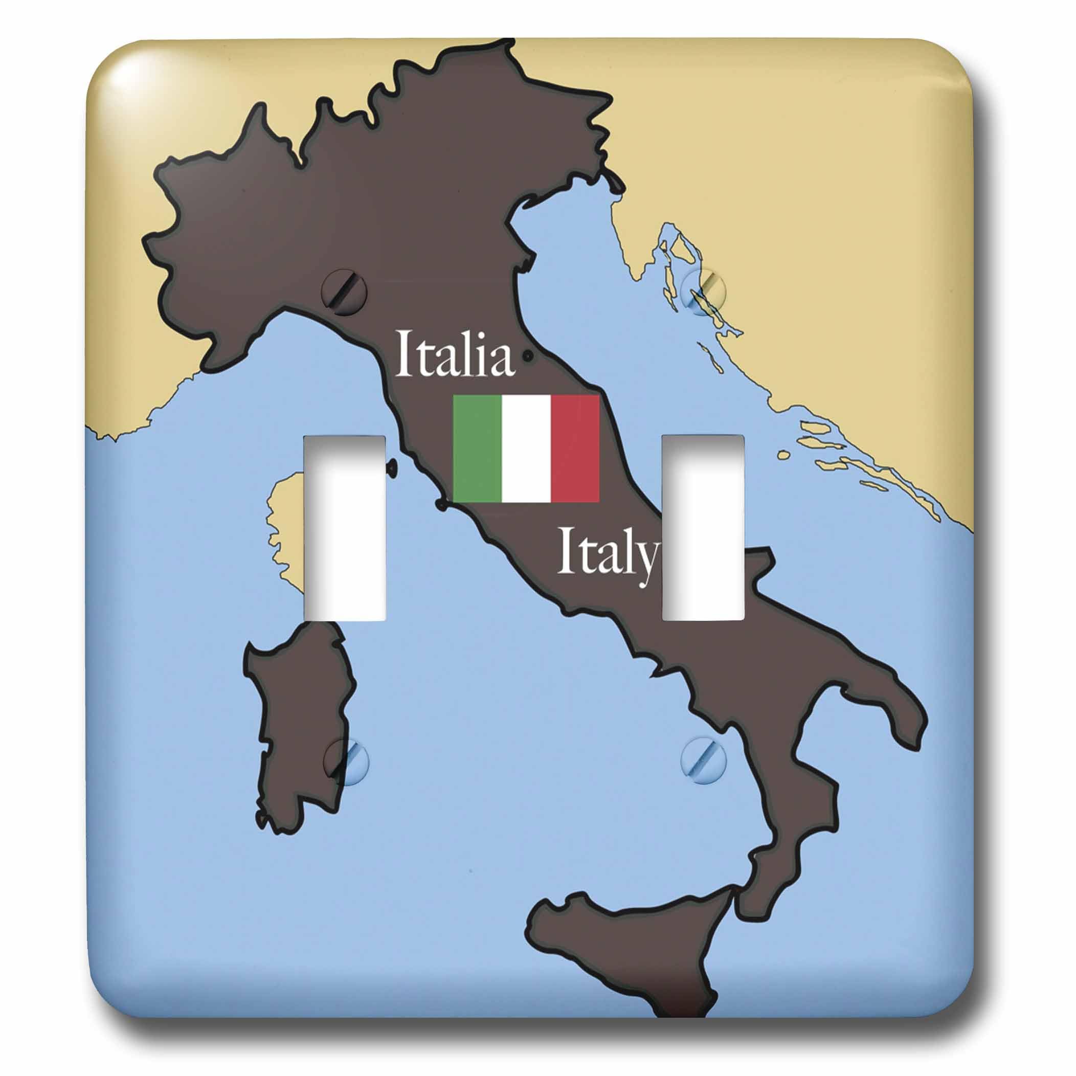 Amazon.co.jp: 3dRose lsp_37591_2 イタリア地図と旗 英語とイタリアで