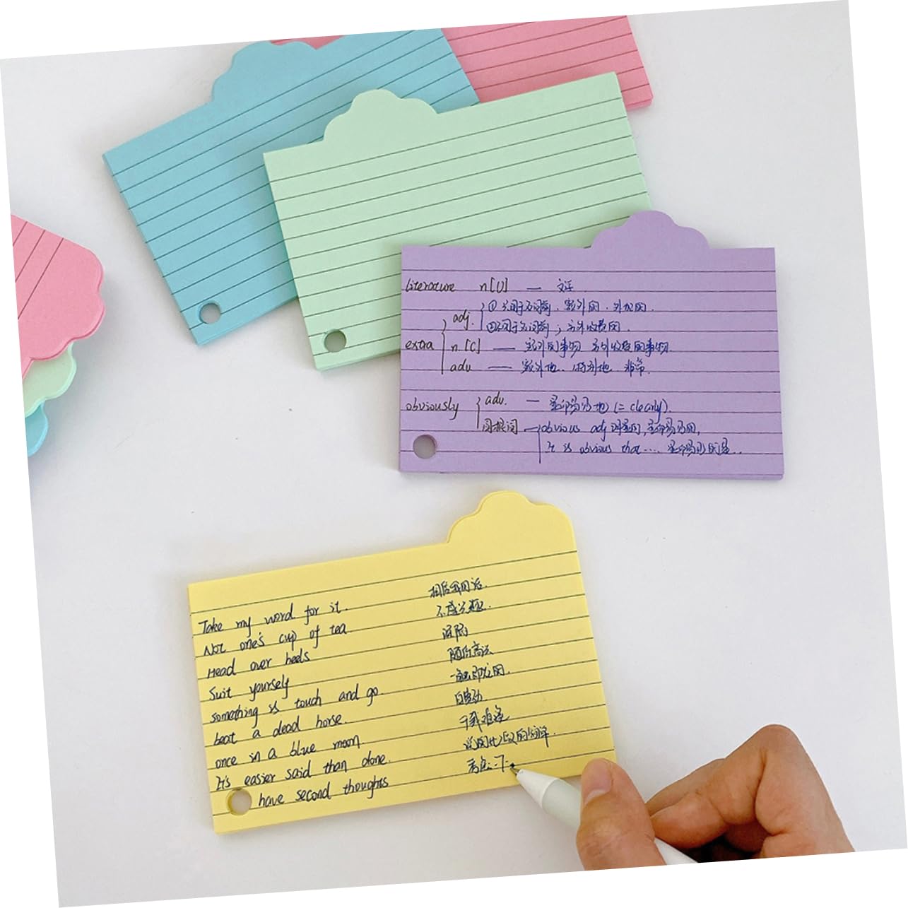 jojofuny 5 Ensembles Livre De Vocabulaire Sur Papier À Notes Étude Non Doublé Éducatif Révision Avec Cartes Vierges Fiches Colorées Cartes Flash Pour Étudier Cartonné 125 Feuilles*5