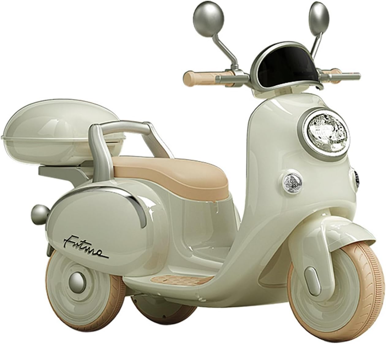 Kids Electric Motorbike,6V Powered Ride Motorcycle with Training Wheels,Headlight,Music & Horn,Children Ride on Motor Bike for 3 Years Old Boys Girls-White