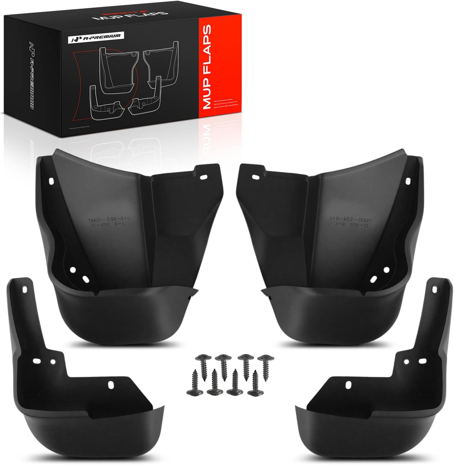 Mud Flaps Compatible with Honda Civic 1996 1997 1998 1999 2000 Sedan & Coupe, No Drilling Required Mud Guards with Hardware Accessories, Set of 4 Front and Rear