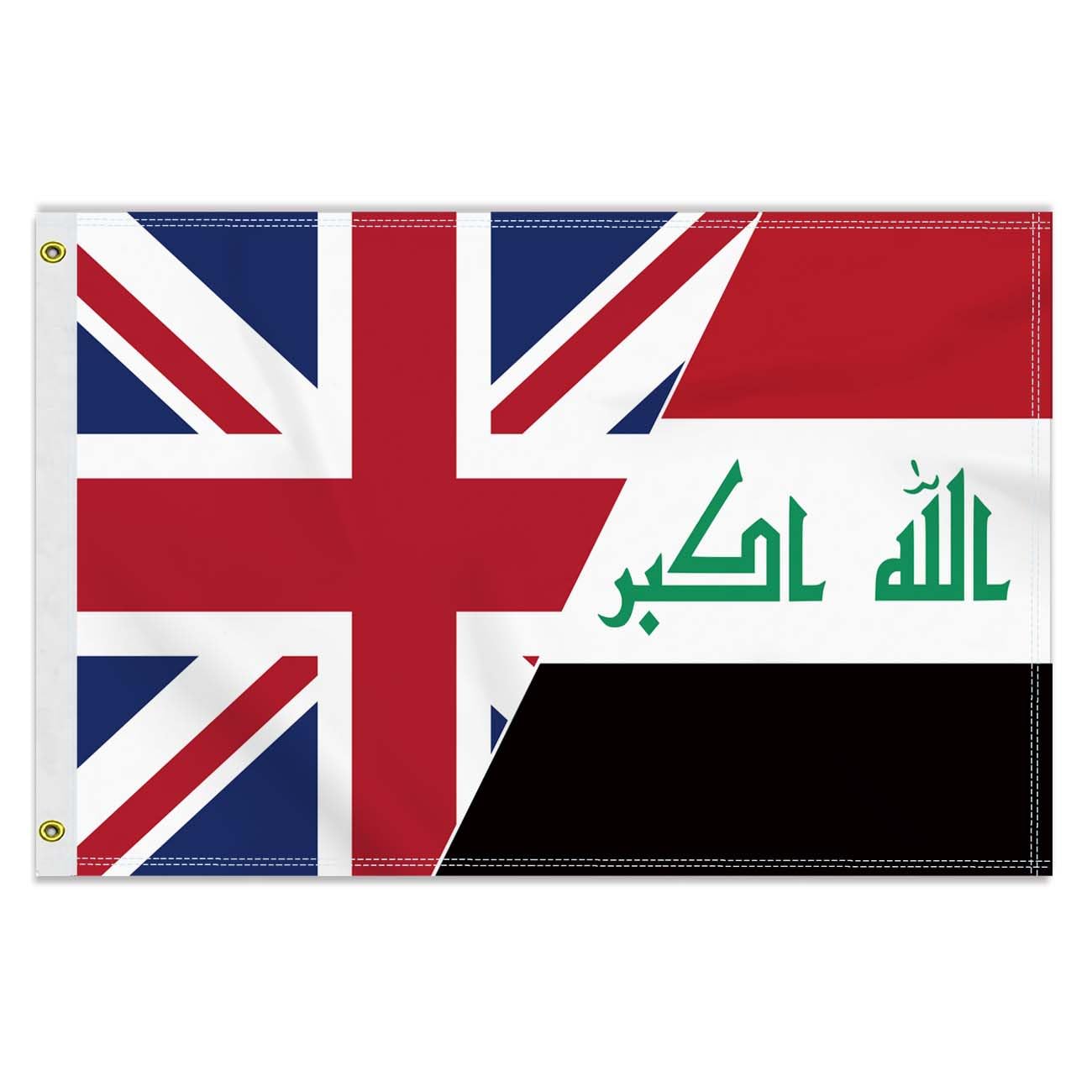 2×3 FT Iraq British Friendship Flag, Large 60×90 CM 150D Iraqi Outdoor Banner,Decor Garden With Brass Gromment