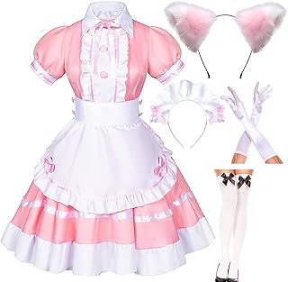 Japanese Anime Sissy Maid Dress Cosplay Sweet Classic Lolita Fancy Apron with Socks Gloves Set - Buy now