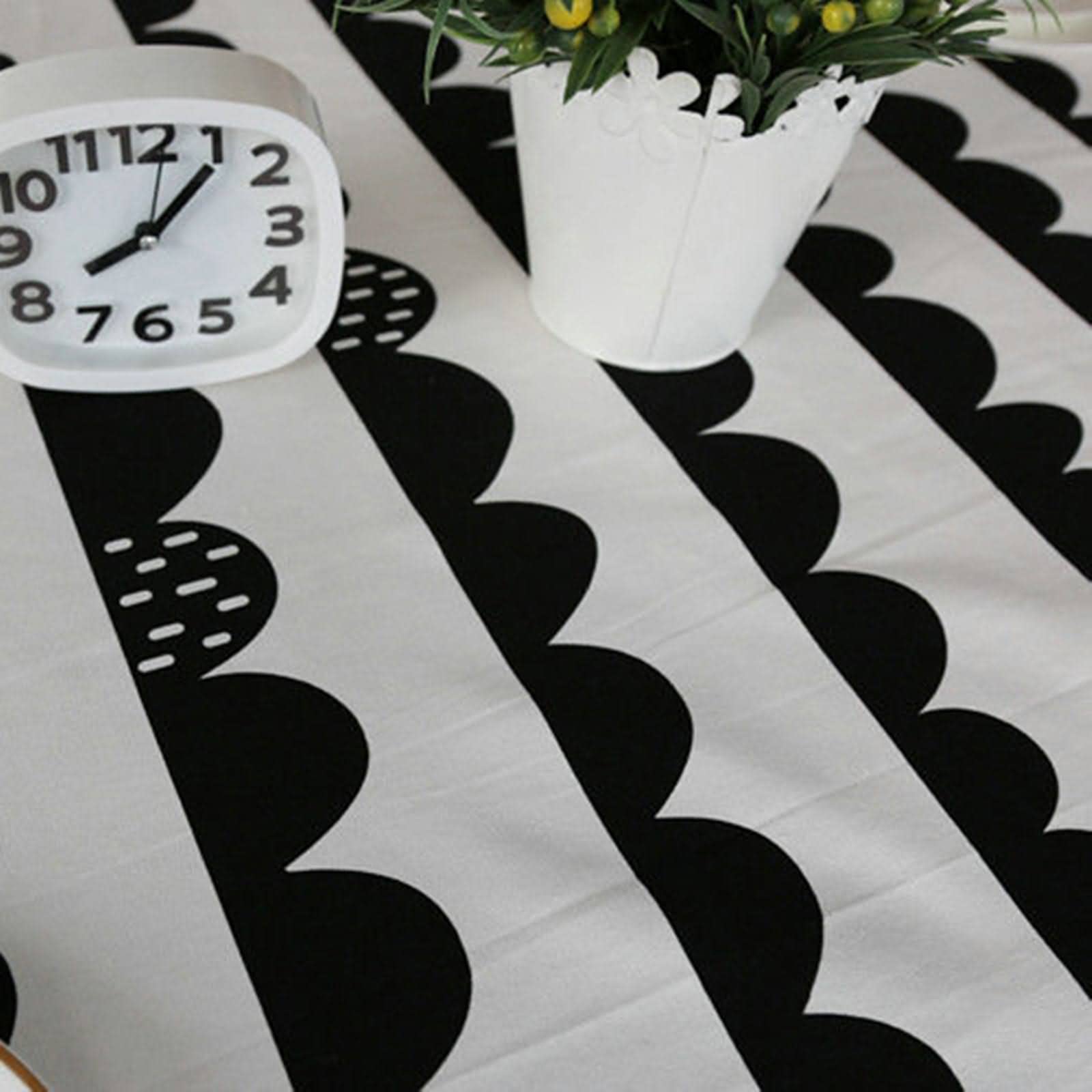 Manteles Mesa Tela Cuadrado Manteleria Elegante Ola Mantel De Mesa para Fiestas Mantel De Lino Blanco Negro Algodón Protección De Decoración De Mesa 140X140Cm