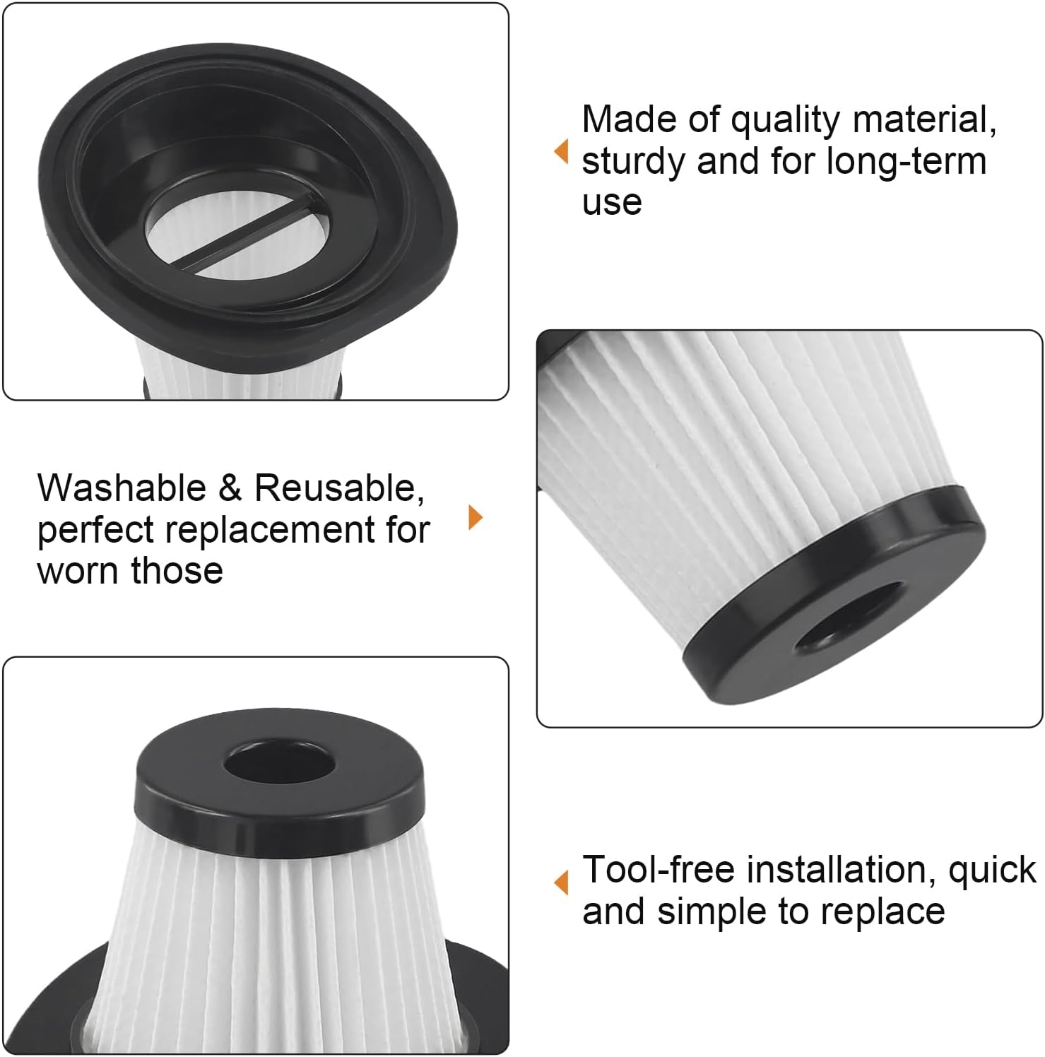 2Pack Cordless Handheld Vacuum Filter, Compatible With VL188, VL189 Vacuum Cleaner Filter Replacement,Washable Vacuum Cleaner Accessories Parts - Image 4